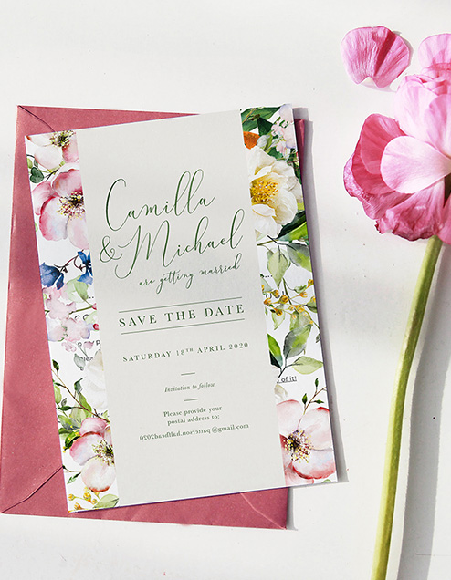 Wedding stationery for Camilla & Michael