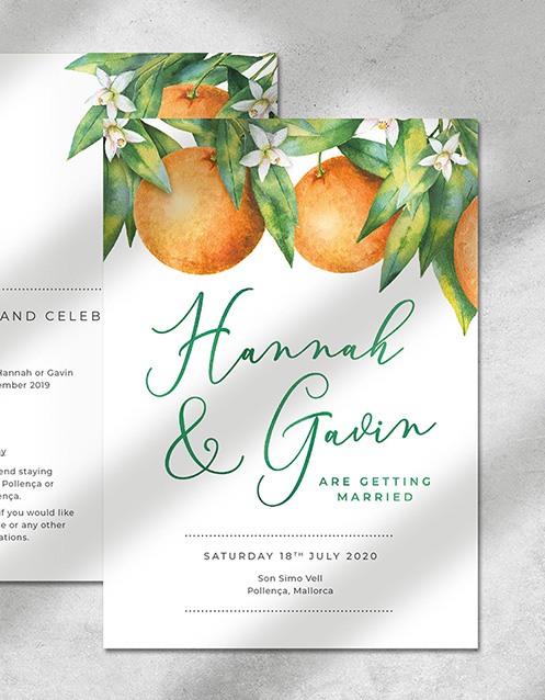 Wedding invite for Hannah & Gavin